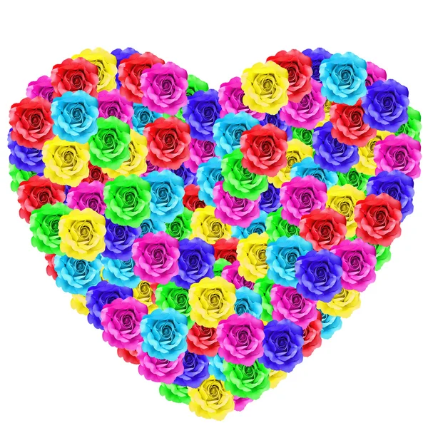 Heart shape of colorful rose flower — Stock Photo, Image