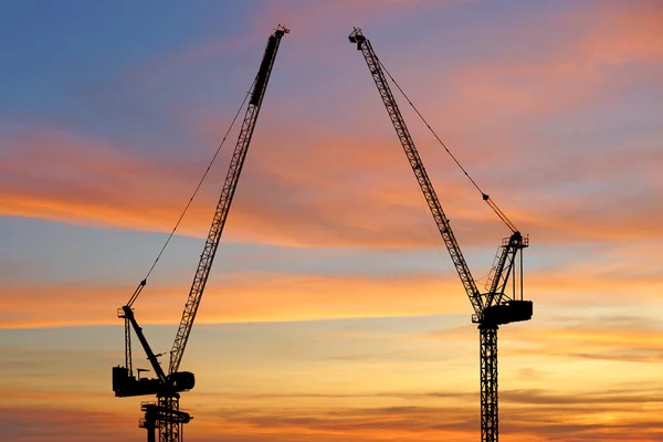 Silhouette of construction crane — Stock Photo, Image