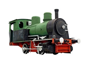 eski buhar motoru lokomotif tren üzerinde beyaz izole