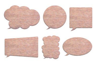 tuğla duvar üzerine beyaz izole kabarcık konuşma şeklinde 