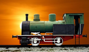 eski buhar motoru lokomotif tren güzel gökyüzü arka plan üzerinde