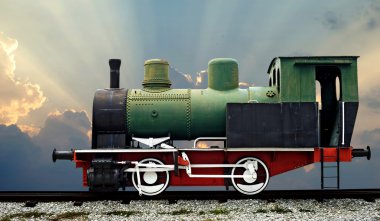 eski buhar motoru lokomotif tren güzel gökyüzü arka plan üzerinde