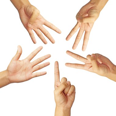 çocuklar el numarası beş beyaz izole sayma