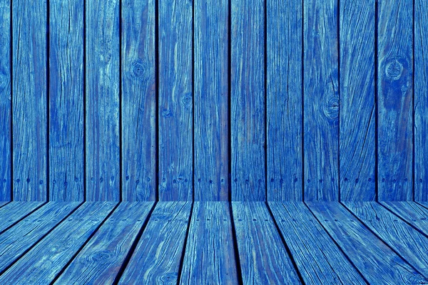 蓝色的木墙纹理与角度设计 — 图库照片