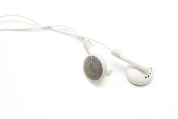 White audio earbuds isolated on white — Stock Photo, Image