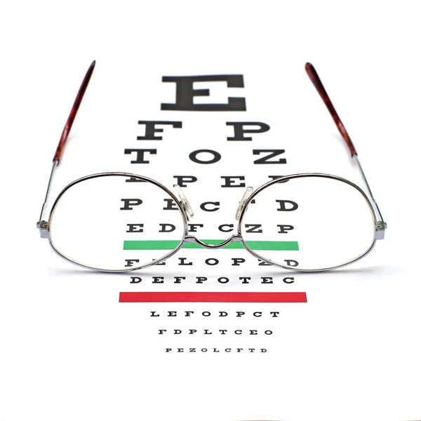 Gafas en snellen eye sight chart test —  Fotos de Stock
