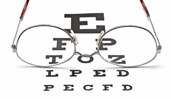 Gafas en snellen eye sight chart test —  Fotos de Stock