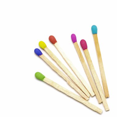 beyaz izole renkli kibrit çöpü