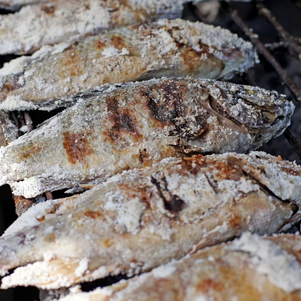 Comida tailandesa, sal peixe grelhado — Fotografia de Stock