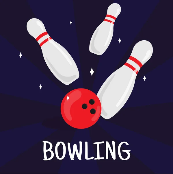 Bandiera Quadrata Bowling Vettoriale Poster Modello Design Volantino Isolato Sfondo — Vettoriale Stock