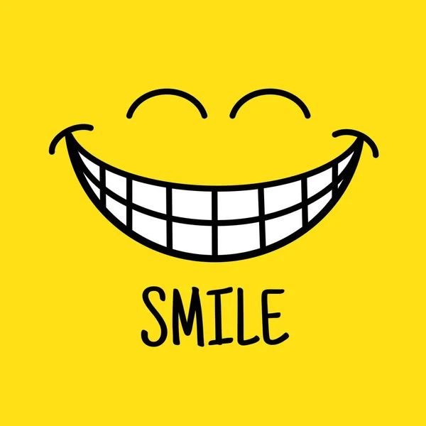 Smile Icon Tempate Design Логотип Вектора Смайлика Желтом Фоне Линейный — стоковый вектор