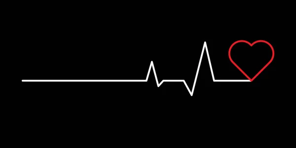 Ícone Coração Vermelho Com Sinal Batimento Cardíaco Ilustração Vetorial Sinal — Vetor de Stock