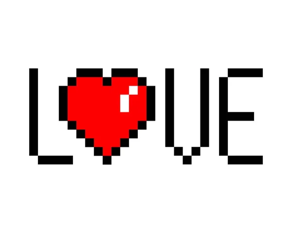 ピクセルアート8ビットラブメッセージ 絶縁ベクトルイラスト 白い背景のピクセル化された愛の言葉 — ストックベクタ
