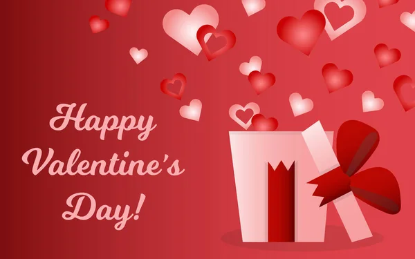 Happy Valentine Day Schriftzug Grußkarte Auf Rotem Hintergrund Vektorillustration — Stockvektor