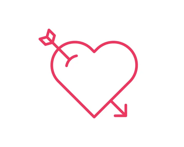 Любовь Сердце Стрелочным Значком Контурный Векторный Знак Пиктограмма Выделенная Белым — стоковый вектор