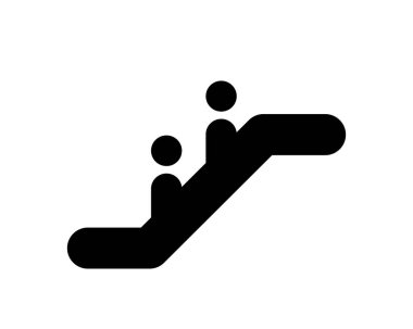 Yürüyen merdiven çizgisi simgesi. Asansör tabelası. Alışveriş merdiveni sembolü. Kalite tasarım elemanı. Düzenlenebilir felç. Vektör.