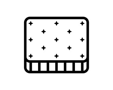 Beyaz arkaplanda izole edilmiş yatak simgesi vektörü, şeffaf yatak işareti, ince pictogram veya doğrusal biçimdeki dış hat sembol tasarımı.