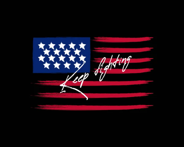 American Flag Background Fully Editable Vector Illustration Keep Fighting Text — Stock Vector