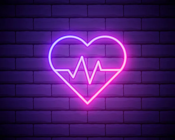 Signo Concepto Medicina Neón Brillante Con Gráfico Cardiograma Forma Corazón — Vector de stock