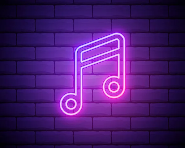 Music Note Neon Sign Party Disco Advertisement Design Night Bright — Stock Vector