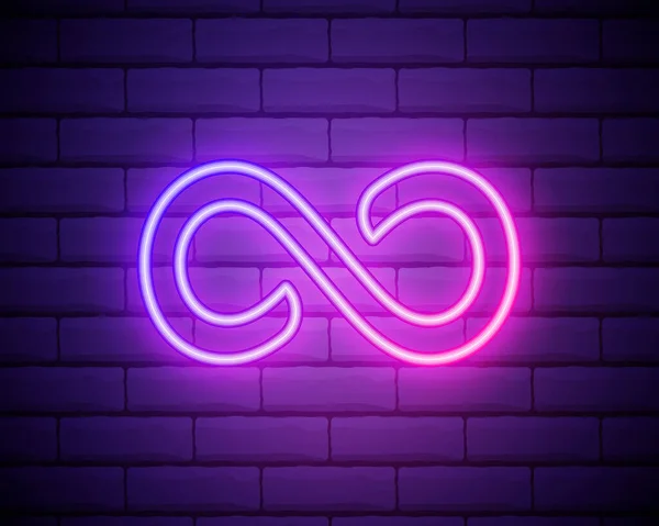 Sonsuzluk Logosu Yaratıcı Kavramı Parlayan Neon Işık Biçimli Cesur Çift — Stok Vektör