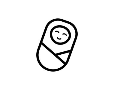 Bebek Çocuk Mutlu Minimalist Düz Çizgi Çemberi Somut Vuruş Simgesi Simgesi.