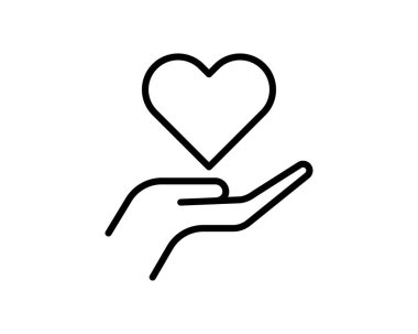 Elimde kalp var. Kalp nakli, organ, bağış, hayır, sağlık, gönüllü, kar amacı gütmeyen organizasyon için kalp logosu şablonu, beyaz arka planda izole edilmiş,.