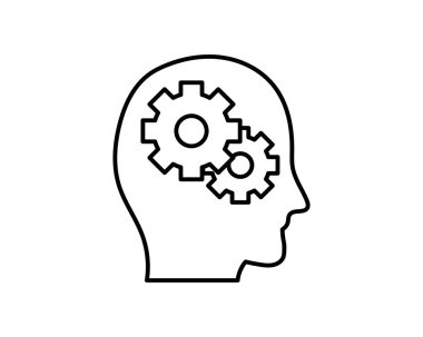 Beyin olarak çarkları olan insan kafası silueti - fikir ve yenilik kavramı.