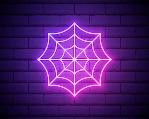 Örümcek ağı neon ikonu. Cadılar Bayramı 'nın unsurları. Web siteleri, web tasarımı, mobil uygulama, bilgi grafikleri için basit simge.
