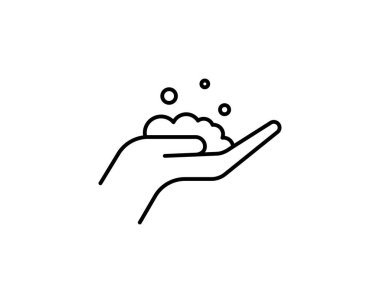 Ellerini sabun ince çizgi ikonu ile yıka. Sağlık için dezenfeksiyon ve hijyen temsilcisi