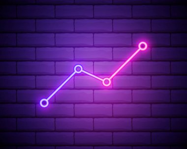 Pembe parlak neon ui ux simgesi çizelgesi. Tuğla duvar arka planında parlayan işaret logosu vektörü izole edildi.