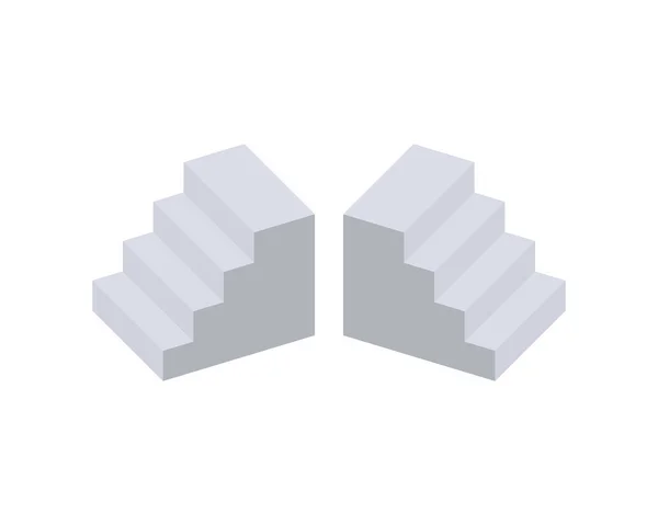 Ізометричні Сходи Білому Тлі Крок Вгору Вектор Ізольовані Сходи Значок — стоковий вектор