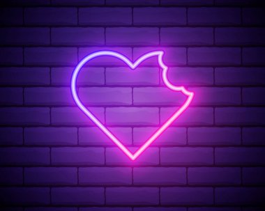 heart with bite neon icon. Elements of Heartbeat set. Simple icon for websites, web design, mobile app, info graphics.