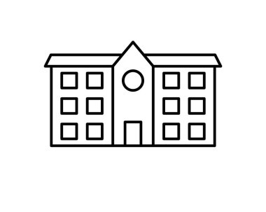 Okul ikonu. Profesyonelce, pikselle mükemmel simgeler hem büyük hem de küçük çözümler için optimize edildi. EPS 10 biçimi..