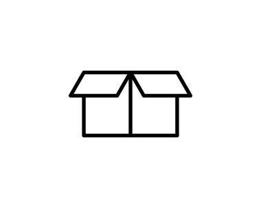 Kutusu simge vektör. Basit düz sembolü. Beyaz arka plan üzerinde mükemmel siyah piktogram illüstrasyon