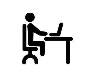 Blogger internet kullanıcısı. Ofis çalışanı. Ortak çalışma yeri. Uygulamalar ve web siteleri için düz simge. Beyaz arkaplanda ince çizgi simgesi izole edildi.