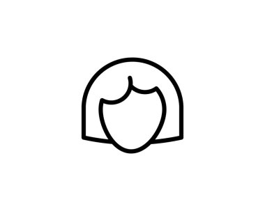 Güzel kadın baş siluet çizgisi simgesi. İş kadını, kadın avatar, iş dünyası ince doğrusal vektör çizimi. Beyaz arkaplanda piktogram izole edildi.