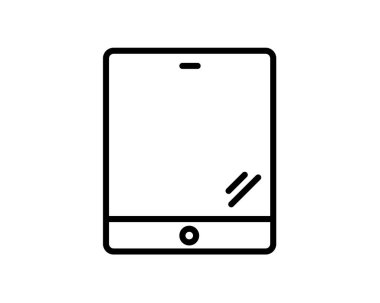 Tablet Simge Vektörü. Basit düz sembol. Beyaz arkaplanda mükemmel siyah resim çizimi