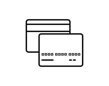 Birinci sınıf kredi kartı simgesi ya da logosu. Beyaz arka planda yüksek kalite işaret ve sembol var. Bilgi, web tasarımı ve uygulama geliştirme için vektör ana hatlı pictogram