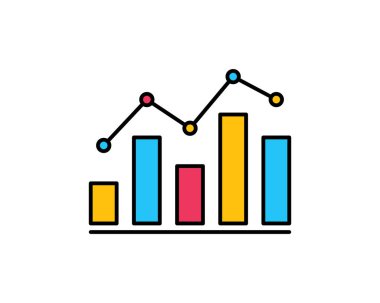 Renk Grafiği Simgesi beyaz arkaplanda izole edilmiş modaya uygun düz stil. Web sitesi tasarımınız için grafik çubuğu sembolü, logo, uygulama, UI. Vektör illüstrasyonu, EPS10