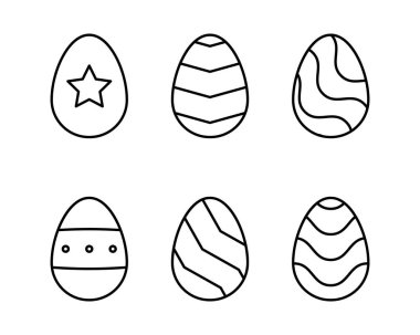 Paskalya yumurtası. Süslü yumurta seti taşıyıcı. Paskalya şablonu, çıkartmalar, boyama sayfası, logo ve afiş için mükemmel. El çizimi Paskalya çizimi. Bahar tatili çizimi. Siyah ve beyaz