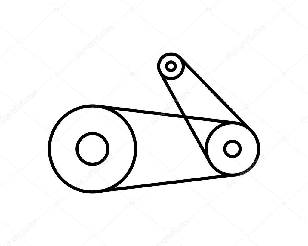 Timing belt outline vector icon. Thin line black timing belt icon, flat vector simple element illustration from editable industry concept isolated stroke on white background.