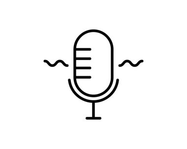 Mikrofon simgesi, mikrofon simgesi vektörü, beyaz zemin üzerinde izole edilmiş modaya uygun düz stil. Mikrofon simgesi resmi, Mikrofon simgesi illüstrasyonu.