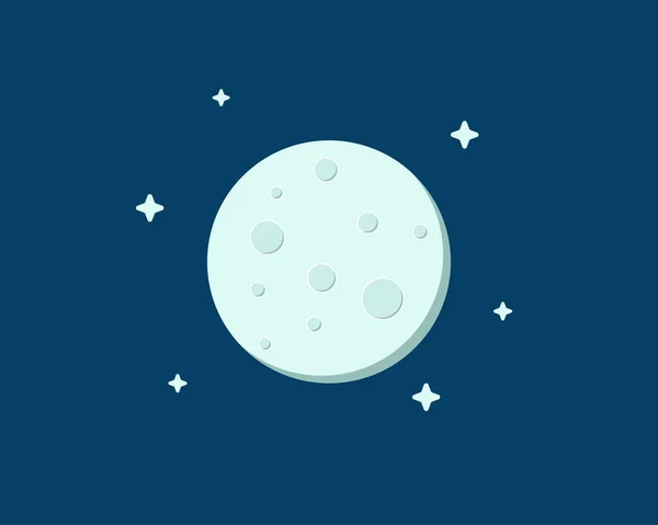 Εικόνα Σελήνης Και Αστεριών Επίπεδη Διανυσματική Απεικόνιση Μαύρο Λευκό Φόντο — Διανυσματικό Αρχείο