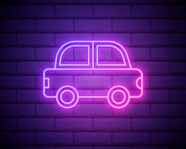 Carro Rosa Brilhante Neon Ícone Sinal Brilhante Logotipo Vetor Isolado —  Vetores de Stock