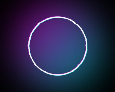 Arızalı Çember Tasarımı. Bozulmuş Arıza Biçimi Modern Arkaplan. Grafik Tasarım İçin Parıltı Tasarımı - Afiş, Poster, Flyer, Broşür, Kart. Vektör İllüstrasyonu