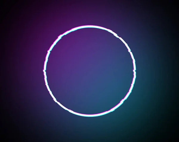 Glitched Circle Frame Design Verzerrte Glitch Stil Modernen Hintergrund Glow — Stockvektor