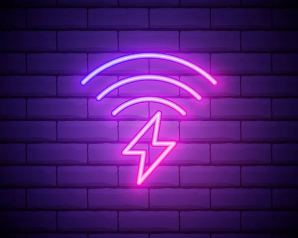 Leuchtende Neon Line Smartphone Aufladung Auf Drahtlosem Ladegerät Symbol Isoliert — Stockvektor