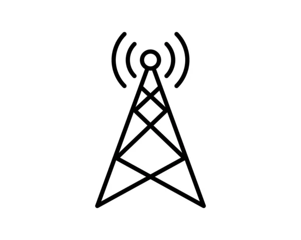 Antenna Tower Icon Tall Telecommunication Broadcast Radio Mast Base Station — Stock Vector