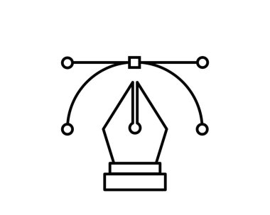 Grafik aracı, eğrilik aracı, tasarım vektör çizgisi simgesi, imza, arkaplanda illüstrasyon, düzenlenebilir vuruşlar.